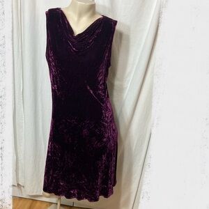 SOLD Eileen Fisher women’s medium plum purple crushed velvet sleeveless dress